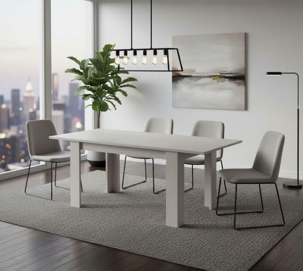 Dmora Ausziehbarer Esstisch, Ausziehbare Konsole, Moderner Tisch mit Auszug, 160 / 220x88h80 cm, Farbe Weiß