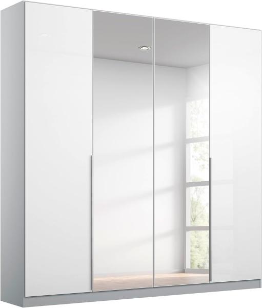 Rauch Möbel Alabama Drehtürenschrank Schrank Kleiderschrank Weiss / Grau mit Spiegel, 4-türig, Inklusive Zubehörpaket Classic, 2 Kleiderstangen, 5 Einlegeböden, BxHxT 181 x 210 x 54 cm