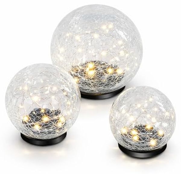 esotec LED Kugelleuchte Echtglas Leuchtkugeln GOLDEN BALLS D=15+12+10cm 3000K warmweiß 102088
