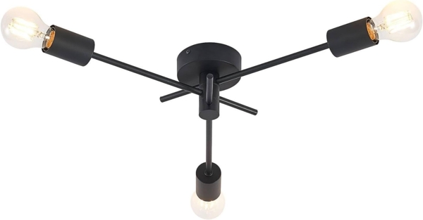 Lindby Deckenleuchten Cerros, Metall, Schwarz IP20, 3 x 15 W LED