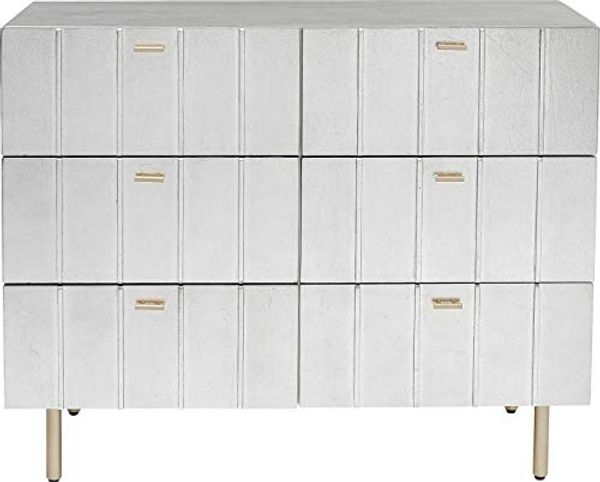 Kare Design Kommode Venice Line, Silber, Kommode mit 6 Schubladen, Holz Korpus, Stahl Beine, 89 x 106 x 40 cm (H/B/T)