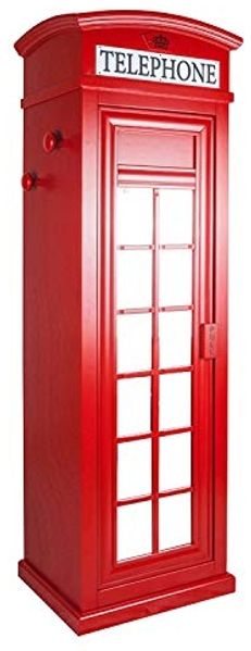 Dmora - Kleiderschrank "London Telefonzelle" mit 3 Regalen und Spiegeltür, Made in Italy, Schlafzimmer Kleiderschrank, cm 68x55h215, Farbe Rot