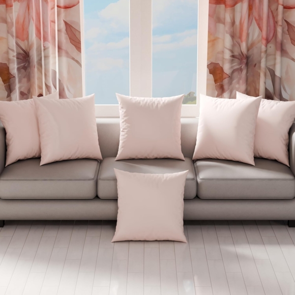 PETTI Artigiani Italiani – 2er-Set Kissenbezüge 65x65 cm aus Mikrofaser, Zierkissenbezüge für Schlafzimmer & Sofa, Uni Hellpuderrosa, 100 % Made in Italy Bild 3