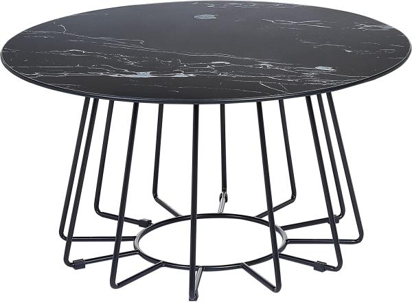 Beliani Couchtisch Marmor-Effekt Schwarz ø 80 cm BERNIE