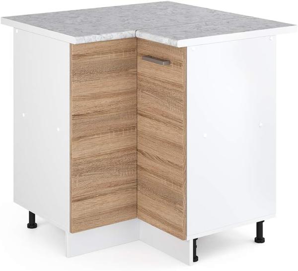 Vicco Küchenschrank R-Line Hängeschrank Unterschrank Küchenzeile Küchenunterschrank Arbeitsplatte, Möbel verfügbar in anthrazit und weiß (Sonoma mit Arbeitsplatte, Eckunterschrank 87 cm)