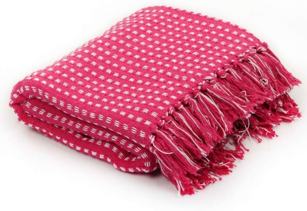 vidaXL 'Überwurf' Wohndecke, Baumwolle, Rosa, 125x150 cm, Kariert