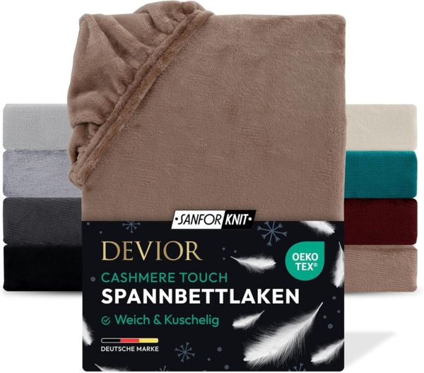 Devior Spannbettlaken Spannbetttuch Cashmere Touch Bettlaken Flausch Warm, Nicki, Gummizug: Rundumgummizug, Matratzen Bezug bis 22cm Matratzenhöhe Kuschelig Flauschig