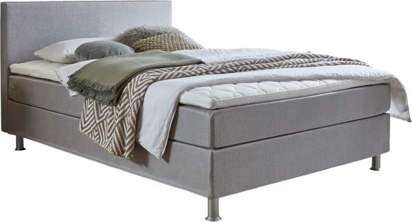 ATLANTIC home collection Edison Boxbett inklusive Rost und H3 Federkernmatratze, Grau, 120x200 cm