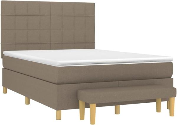 vidaXL Boxspringbett mit Matratze Taupe 140x200 cm Stoff 3137161