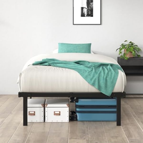Zinus Caleb Bettgestell mit Metallplattform, Höhe 36 cm, Gestell aus Stahl, zusammenklappbar, Stauraum unter dem Bett, einfache Montage, Doppelbett