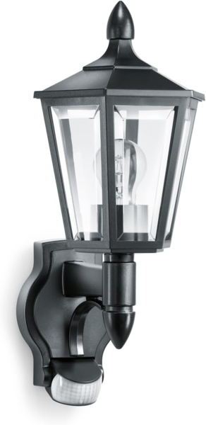 Steinel Sensor-Außenleuchte L 15 S schwarz, mit 180°-Infrarot-Bewegungsmelder, Klassische Wandleuchte, E27-Fassung, max. 60 W