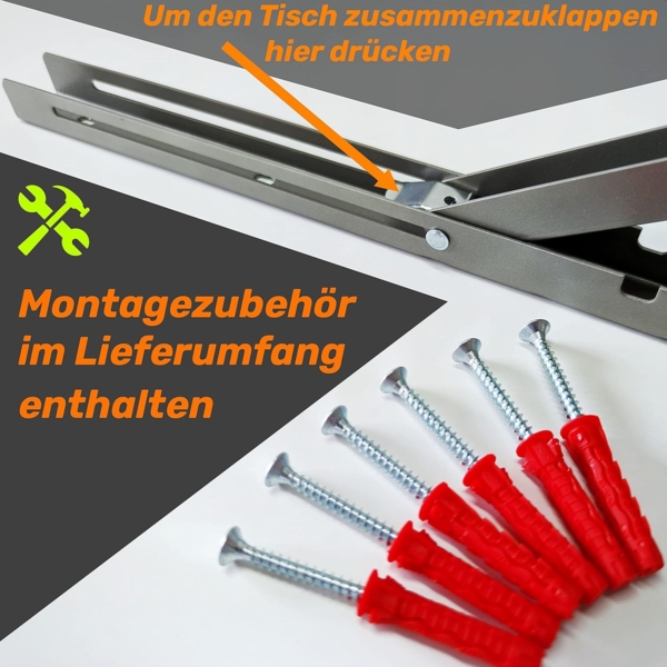 mikon 80x60 Wandtisch Wandklapptisch Küchentisch Schreibtisch Esstisch Klapptisch Esstisch Wandtisch Küchentisch Schreibtisch Kinderschreibtisch Bartisch Computertisch | Gold Craft Bild 6