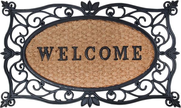 Nostalgische Fussmatte "Welcome" Fussabtreter Gummi / Kokos 45x75cm
