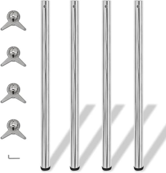 4 höhenverstellbare Tischbeine Silber 1100 mm