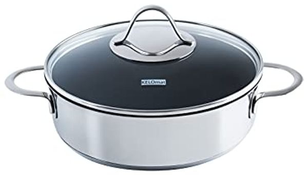 Kelomat Schmorpfanne Perfekt mit Deckel Ø24 cm Edelstahl Backofenpfanne
