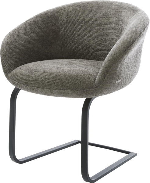 Freischwinger Vinka-Flex mit Armlehnen Bouclé Soft Schlamm Freischwinger flach Schwarz Taschenfederkern