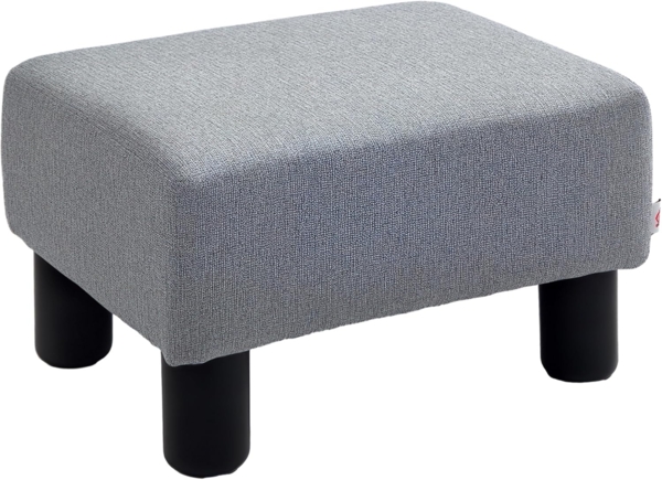 HOMCOM Fußhocker Wohnzimmerhocker, Sofahocker aus Leinen (Bank Sitzbank, 1 St, Rückenfreier Hocke), Grau 40 x 30 x 24 cm