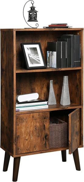 Vasagle Retro Bücherschrank, Bücherregal mit 2 Ablagen und Schranktüren, Wohnzimmerschrank, Retro-Möbel für Wohnzimmer, Foyer, Büro, Aufbewahrung für Bücher, Fotos, Deko, Holzoptik von Songmics LBC09BX Bild 9