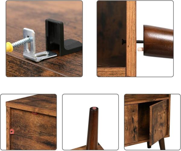 Vasagle Retro Bücherschrank, Bücherregal mit 2 Ablagen und Schranktüren, Wohnzimmerschrank, Retro-Möbel für Wohnzimmer, Foyer, Büro, Aufbewahrung für Bücher, Fotos, Deko, Holzoptik von Songmics LBC09BX Bild 6