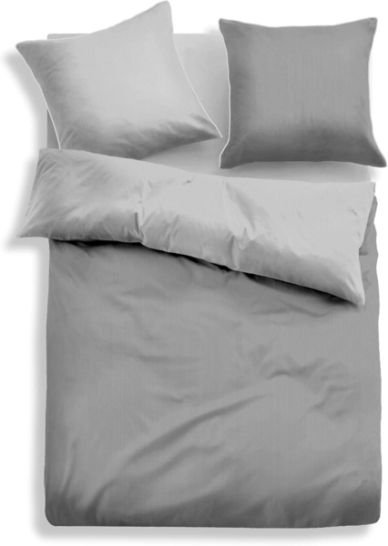 Tom Tailor Satin Bettwäsche "UNIOPTIK - ZARTE STREIFEN" GREY 135x200 cm