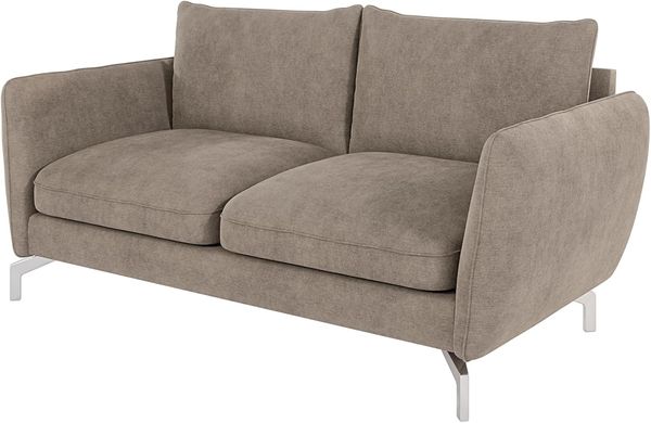 S-Style Möbel 2-Sitzer Modernes Sofa Benita mit Silber Metall Füßen, mit Wellenfederung