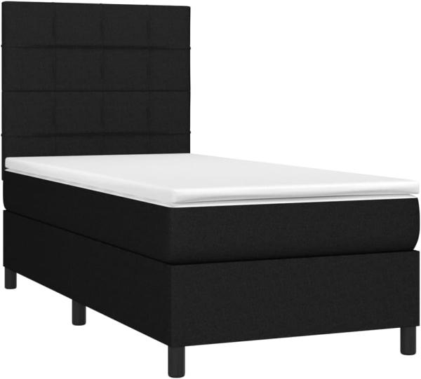 vidaXL Boxspringbett mit Matratze & LED Schwarz 100x200 cm Stoff 3134855