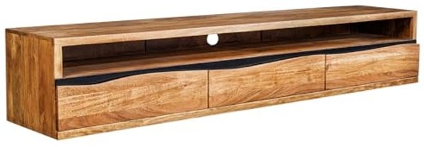 riess-ambiente Lowboard MAMMUT 160cm honey finish (braun) (Einzelartikel, 1 St), Wohnzimmer · Massivholz · Metall · Stauraum · Industrial · hängend