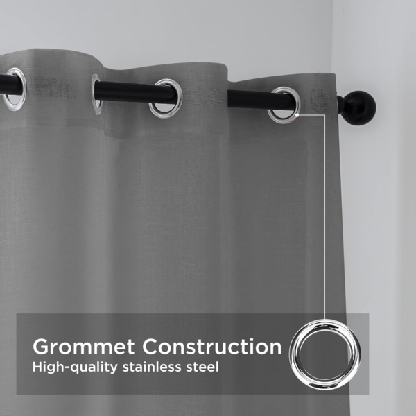 CUCRAF Leinenoptik Voile Vorhänge mit Ösen Gardine für Schlafzimmer Wohnzimmer, Leinenfarbe，2er Set Bild 3