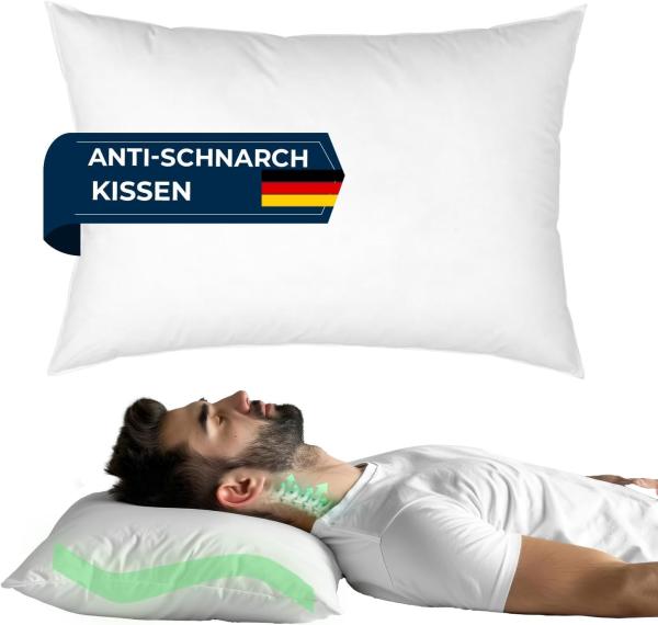 KNERST Anti-Schnarch-Kissen Orthopädisches Kopfkissen, Füllung: 100% Polyester mit Polyurethan Schaumplatte, Seitenschläfer, Rückenschläfer, 1-tlg, Anti-Schnarch-Technologie, Reduktion von Nacken-und Kopfschmerzen