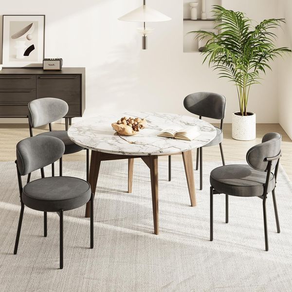 COLAMY Esszimmerstühle 4er Set mit 10 cm Sitzpolster – Moderne Polsterstühle aus kuscheligem Teddy-Stoff, mit robustem Metallgestell – Für Küche & Wohnbereich, Grau