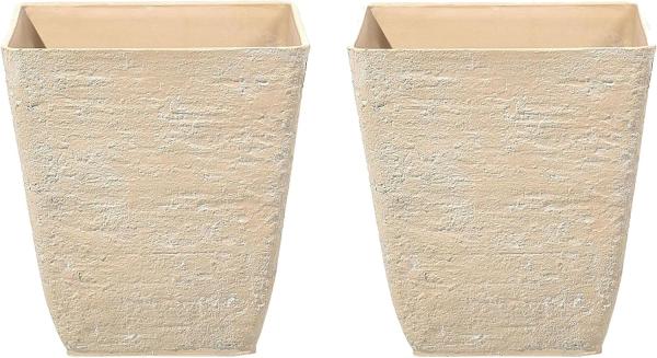 Blumentopf 2er Set sandbeige quadratisch 39 x 39 x 43 cm DELOS