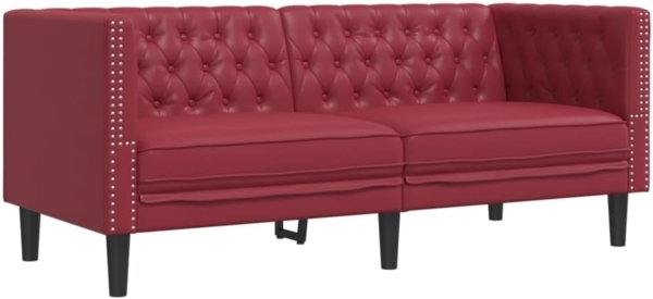 Chesterfield-Sofa 2-Sitzer Weinrot Kunstleder 372663