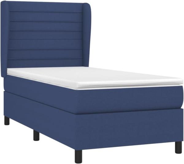 vidaXL Boxspringbett mit Matratze Blau 80x200 cm Stoff 3128003