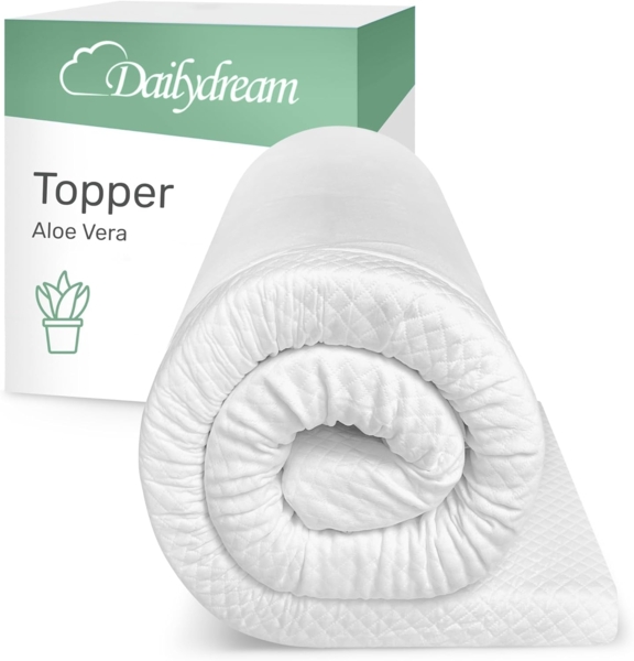 Dailydream viscoelastischer Matratzentopper "Model M" mit Memory Foam Effekt, 140x190x5cm, Edition "Aloe Vera"