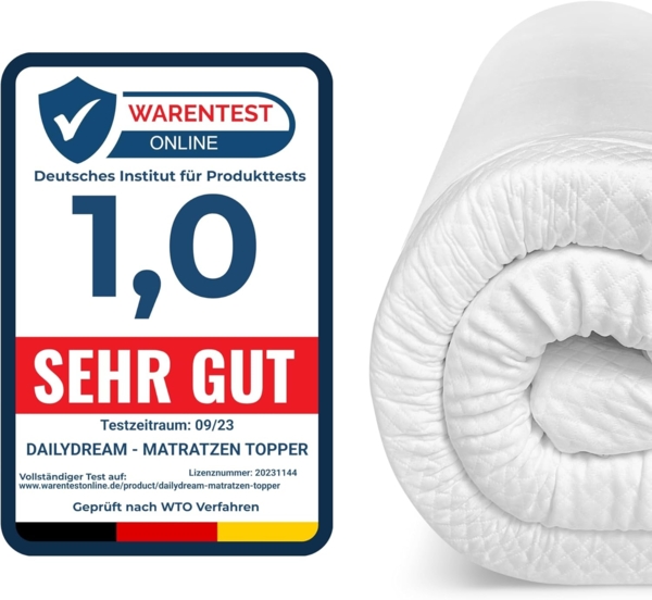 Dailydream viscoelastischer Matratzentopper "Model M" mit Memory Foam Effekt, 140x190x5cm, Edition "Aloe Vera"