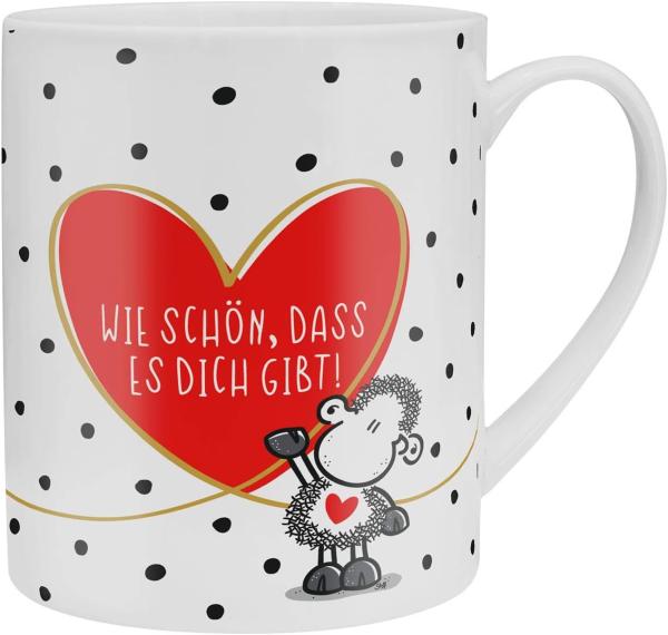 Sheepworld XL-Tasse "Schön, dass es dich gibt" | Große Tasse aus Porzellan, Jumbo-Tasse, 60 cl, Tasse mit Spruch | Geschenk, Freund, Freundin | 46219