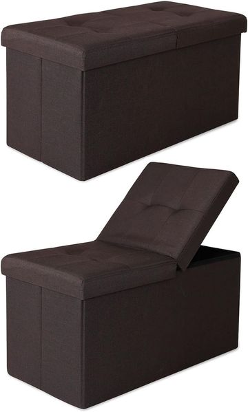 dibea Sitzbank mit Klappdeckel, Leinen 76 x 38 x 38 cm braun