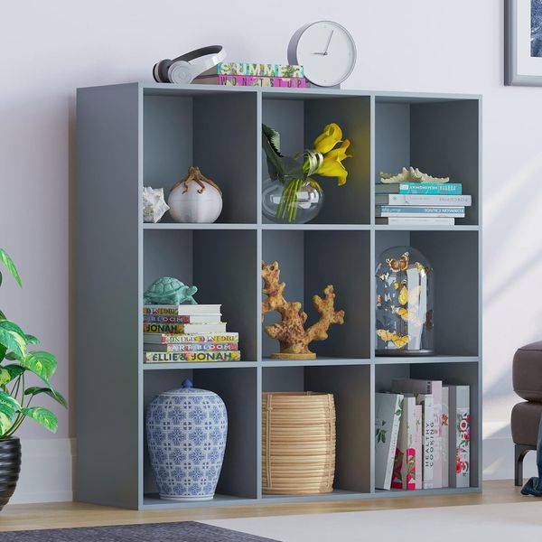 Vida Designs Durham Cube Bücherregal Aufbewahrung Organizer Wohnzimmer Bücherregal Home Office Möbel (9 Würfel, grau)