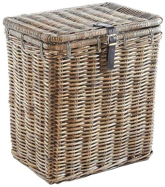 Kobolo Wäschekorb Wäschebehälter eckig Rattan Kubu-Grey 50x38x56 cm