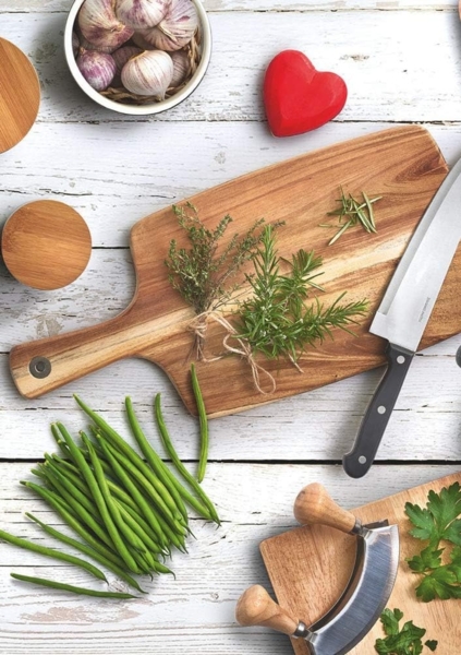 ZELLER, Schneidebrett mit Griff, Akazie, 32 x 18,3 x 1,2 cm Bild 2