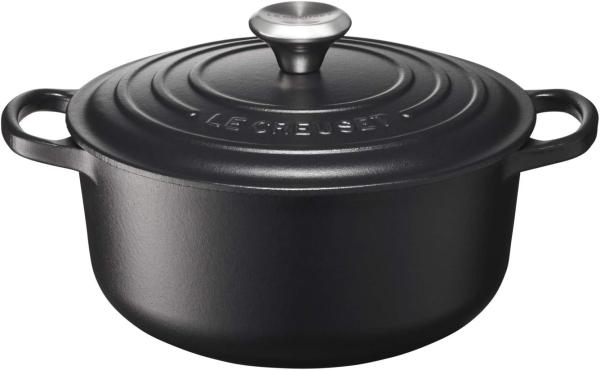 Le Creuset Signature Gusseisen-Bräter mit Deckel, Für alle Herdarten und Induktion geeignet, Rund, Schwarz, 20,0 cm, 2.4