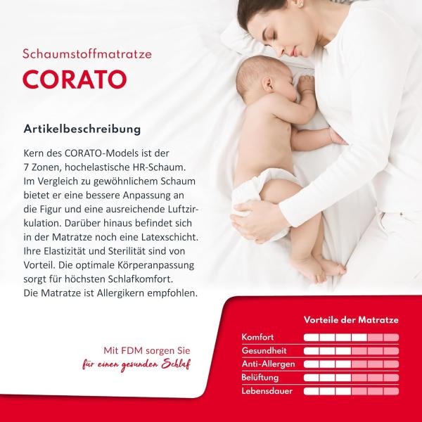 Matratze 80x190 CORATO Kaltschaum H3 LATEX H2 Höhe 11 cm Bild 2