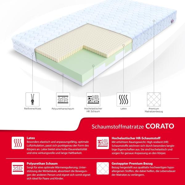 Matratze 80x190 CORATO Kaltschaum H3 LATEX H2 Höhe 11 cm Bild 3