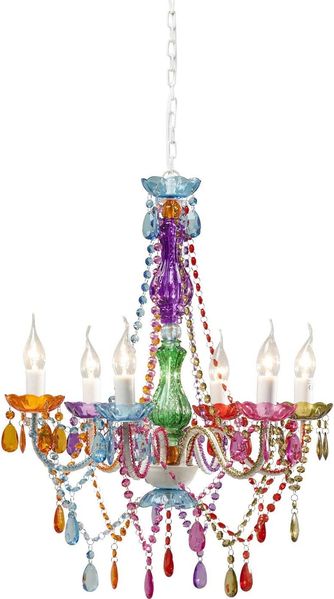 Kare Design Hängeleuchte Starlight Rainbow, Mehrfarbig, 55cm Durchmesser, Deckenlampe, Kronleuchter, Stahlgestell, Acryl Ketten, keine Leuchtmittel inklusive, 70 x 55 x 55 cm (H/B/T)