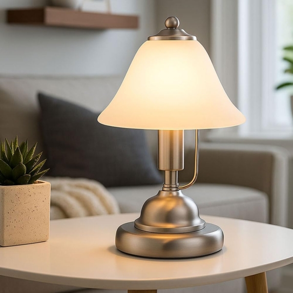 2er Set LED Tischlampe, Touch, Alabaster Glas, H 27 cm Bild 3