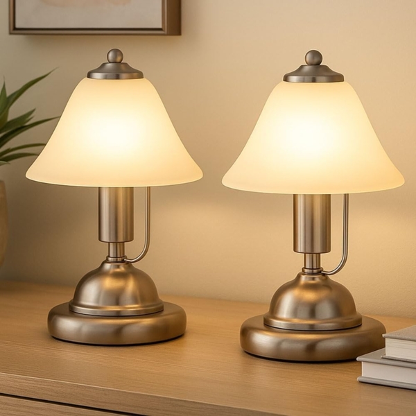 2er Set LED Tischlampe, Touch, Alabaster Glas, H 27 cm Bild 6