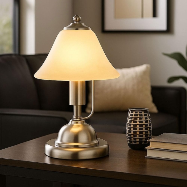 2er Set LED Tischlampe, Touch, Alabaster Glas, H 27 cm Bild 4