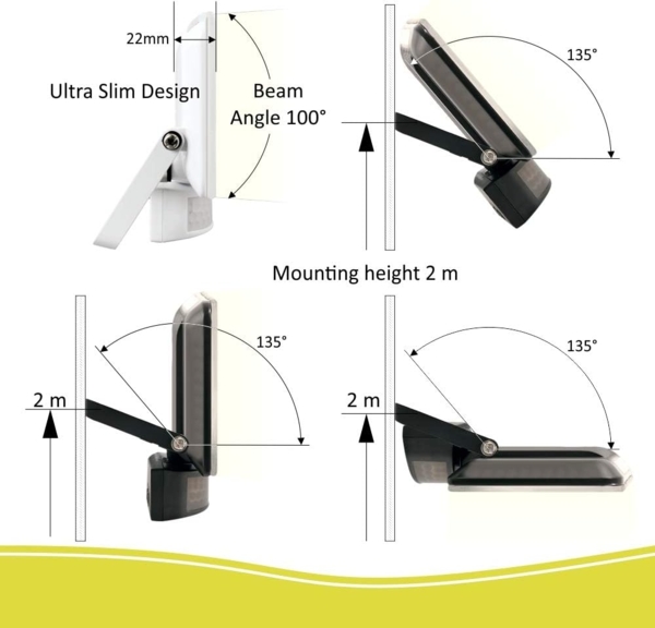LED Flutlichtstrahler mit Bewegungsmelder 110 ° x 6m - 10Watt - IP54 in weiß Bild 3