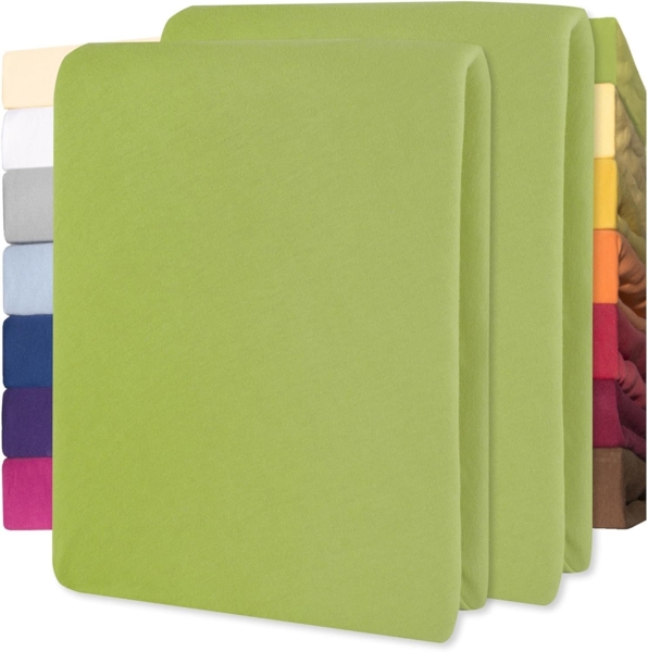 CelinaTex Jersey Spannbettlaken Lucina für Kids Doppelpack 60x120-70x140 cm grün 100% Baumwolle gekämmt superweich Oeko-TEX