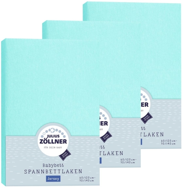 Julius Zöllner Spannbetttuch Jersey 70x140 / 60x120 Mint 3er Pack